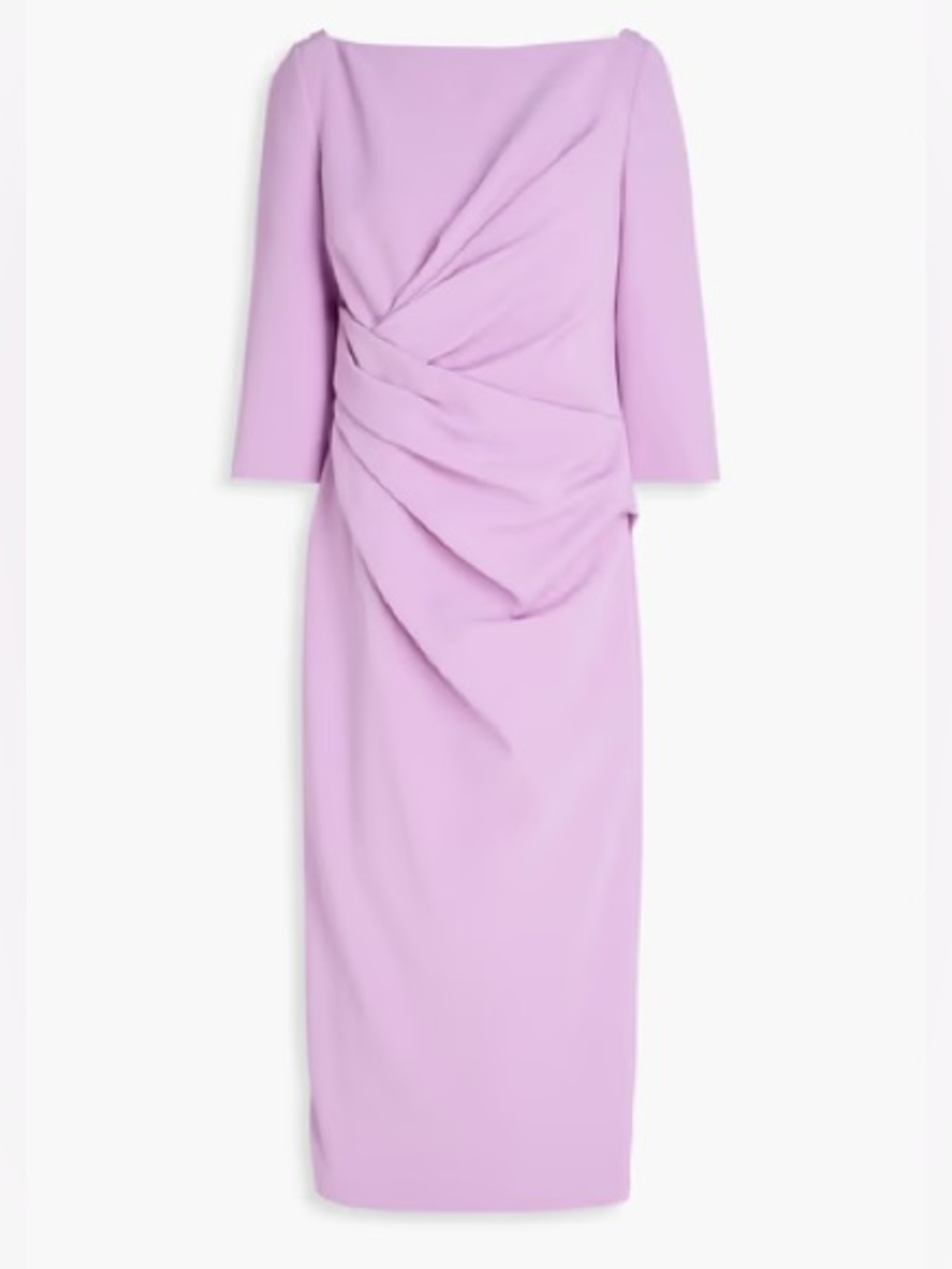 Greta Constantine Elegant Lilac Draped Sheath Dress